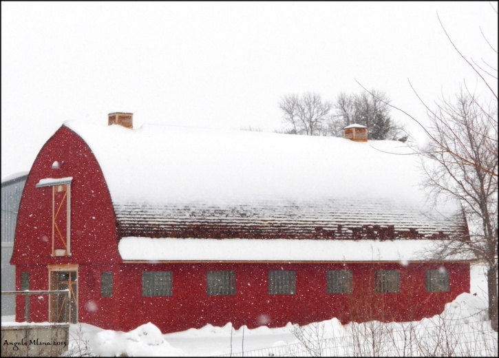 Red Barn in winter.